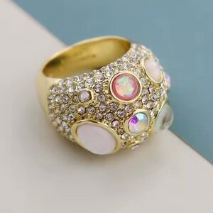 Kurt Geiger London Domed Pave And Opal Cocktail Ring Sz 8